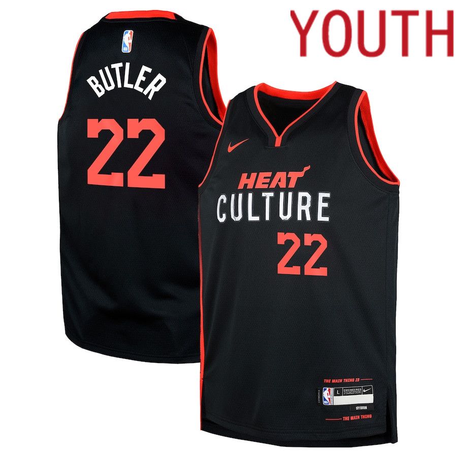Youth Miami Heat #22 Jimmy Butler Nike Black City Edition 2023-24 Swingman Replica NBA Jersey